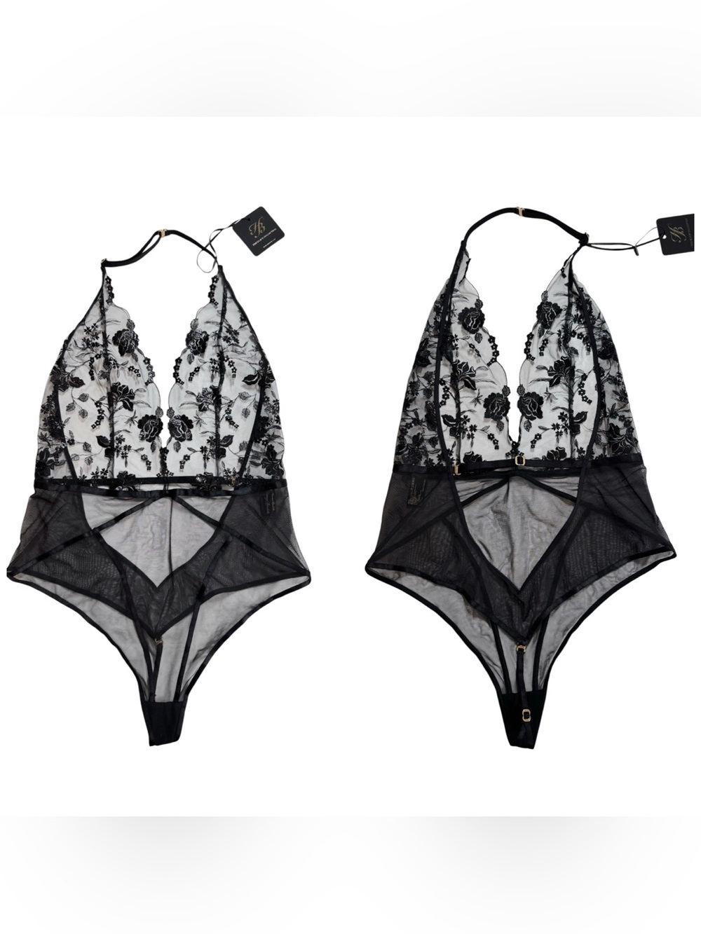 Honey Birdette Whitney Black Bodysuit Size L NWT The Black Collection